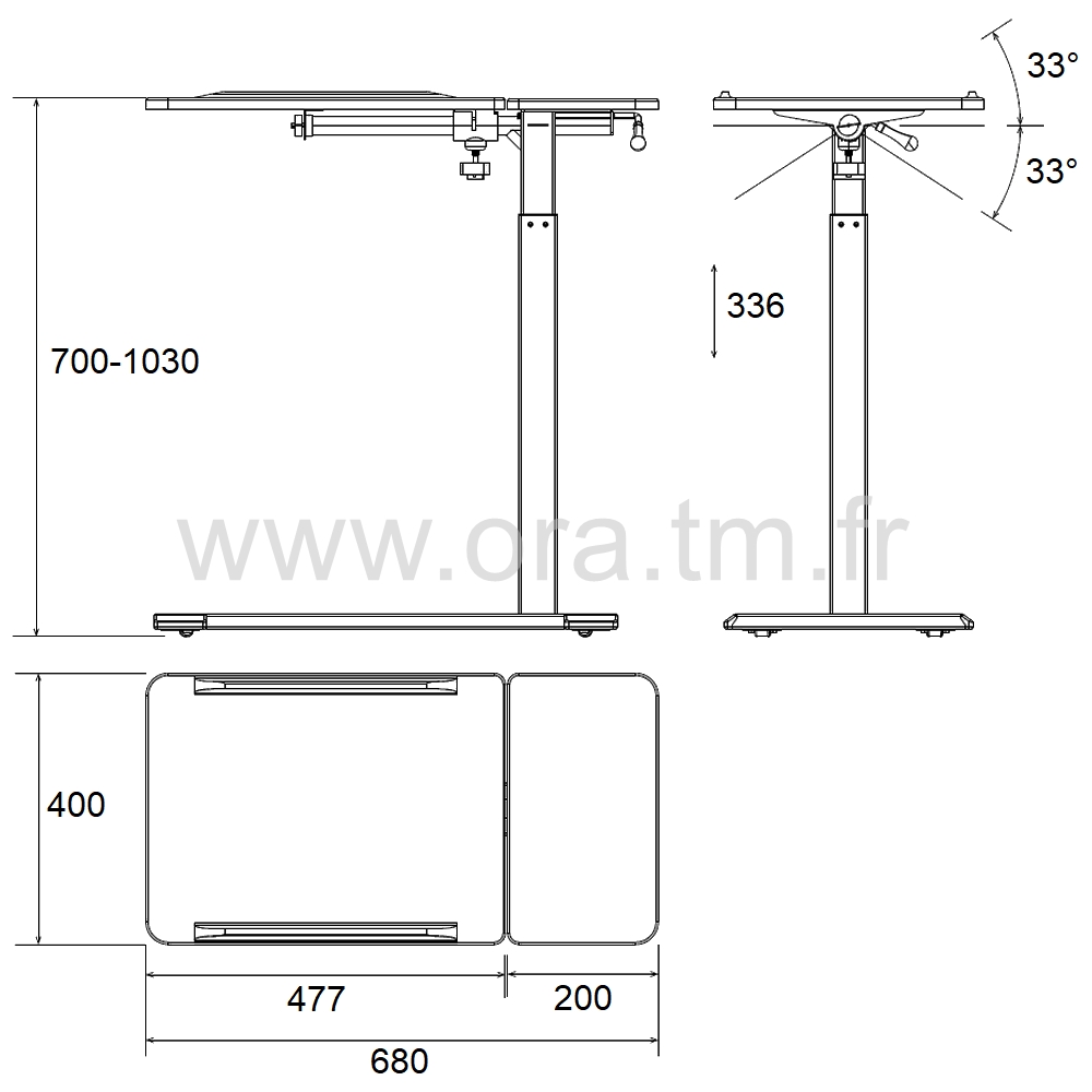 ALTE - STRUCTURE TABLE REGLABLE - REGLAGE PAR VERIN A GAZ