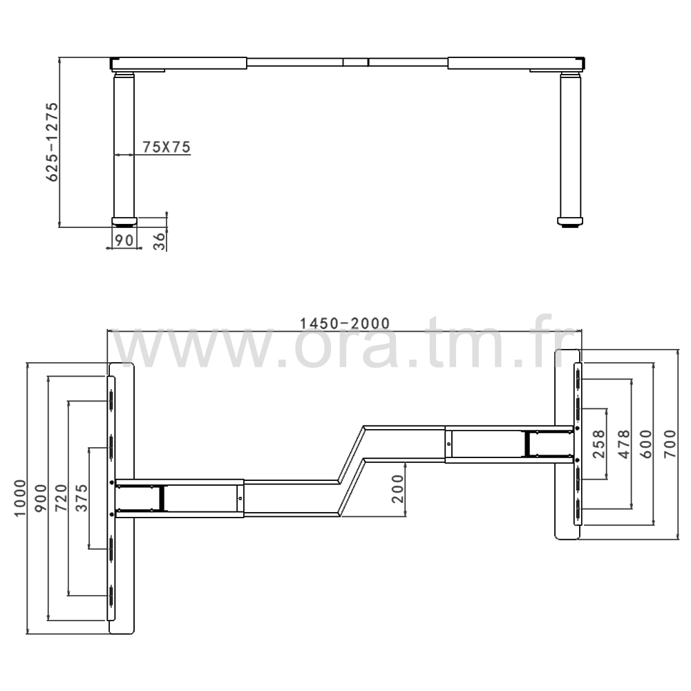 MOVUP2W - STRUCTURE TABLE REGLABLE - ELECTRIQUE 2 MOTEURS