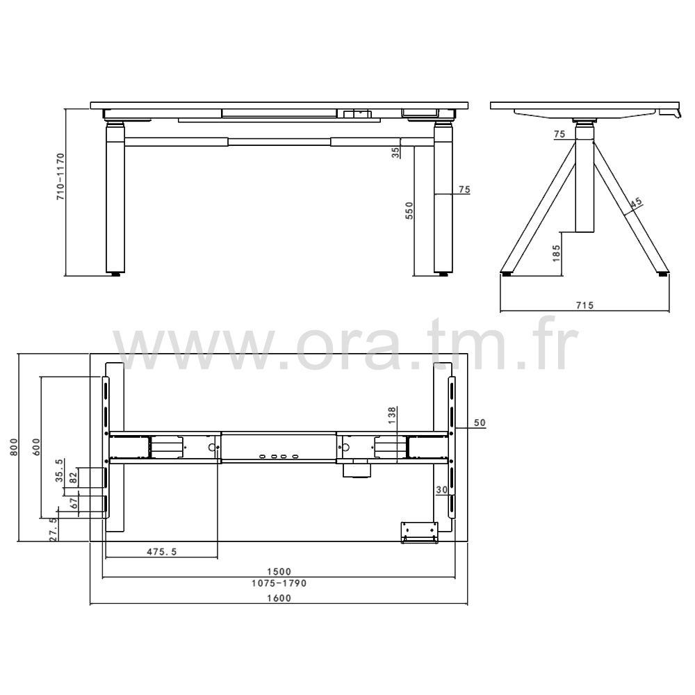 MOVUP2Y+ - STRUCTURE TABLE REGLABLE - ELECTRIQUE 2 MOTEURS