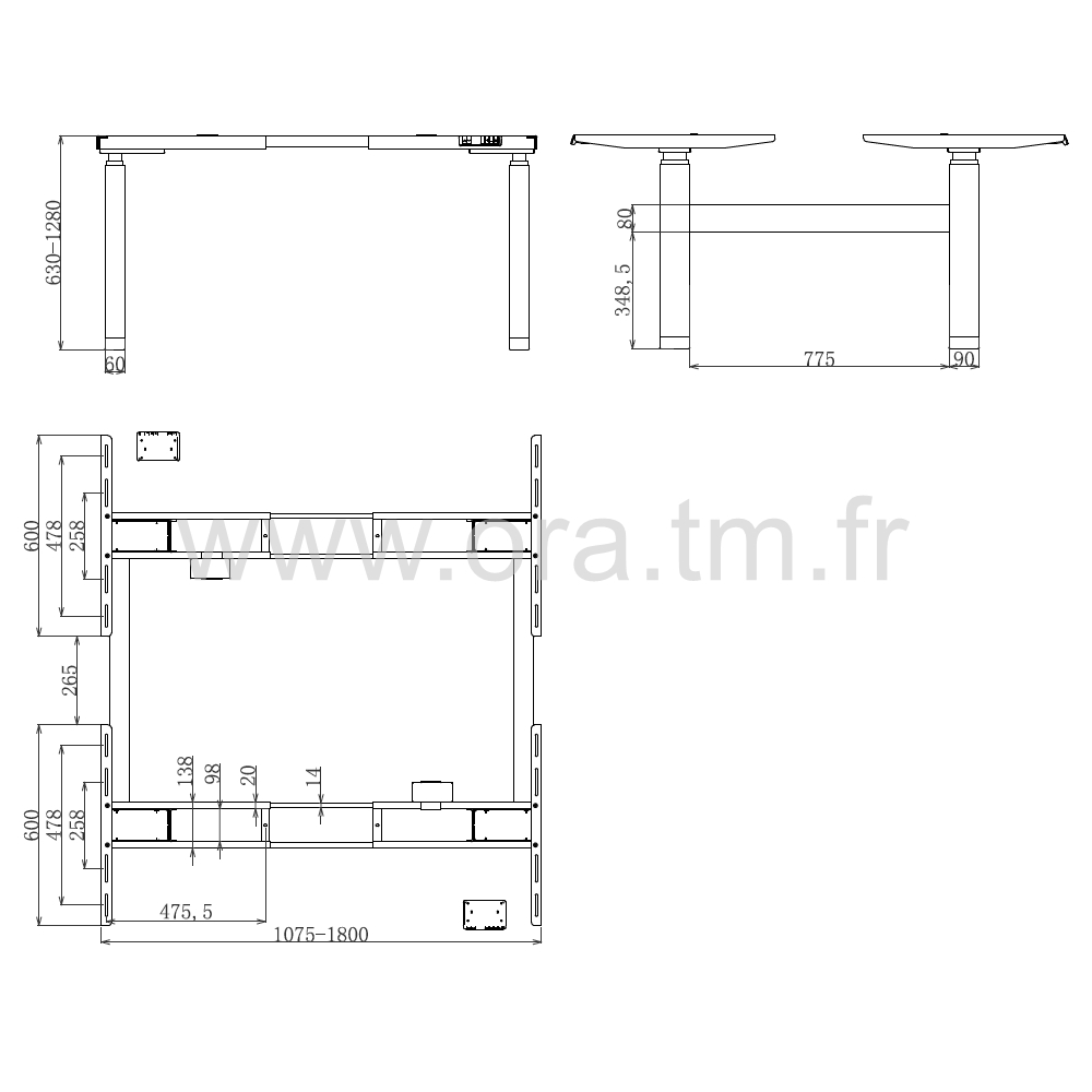 MOVUP4F - STRUCTURE TABLE REGLABLE - ELECTRIQUE 4 MOTEURS