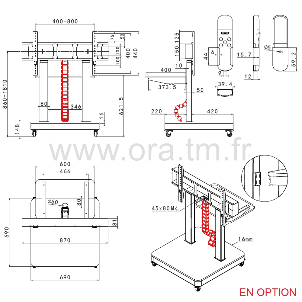 MTV - SUPPORT INFORMATIQUE - PORTE ECRAN MOTORISE