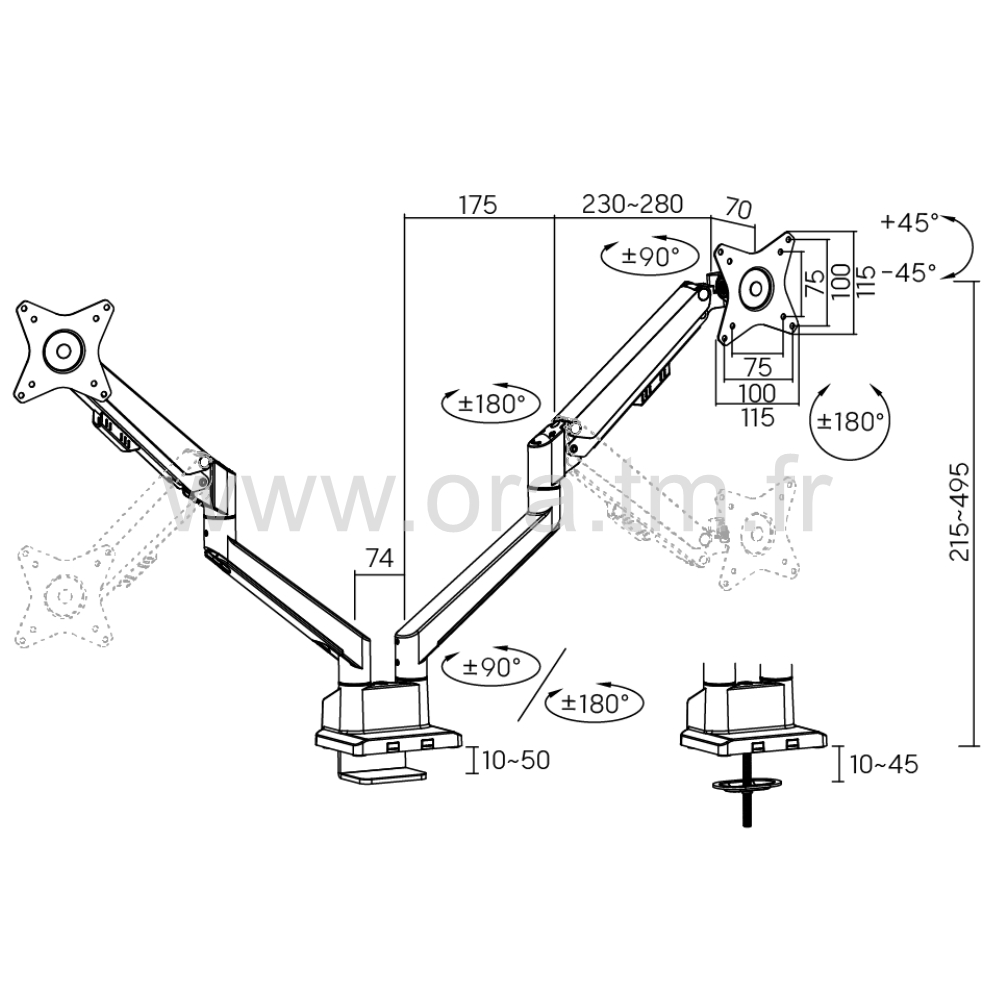 STFT2 - ACCESSOIRES DE BUREAU - SUPPORT PORTE ECRAN LCD