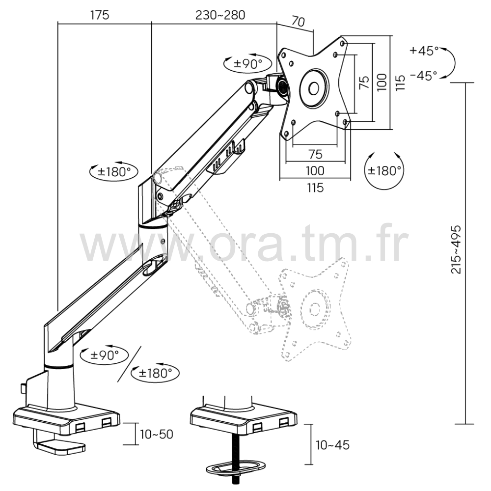 STFT2 - ACCESSOIRES DE BUREAU - SUPPORT PORTE ECRAN LCD