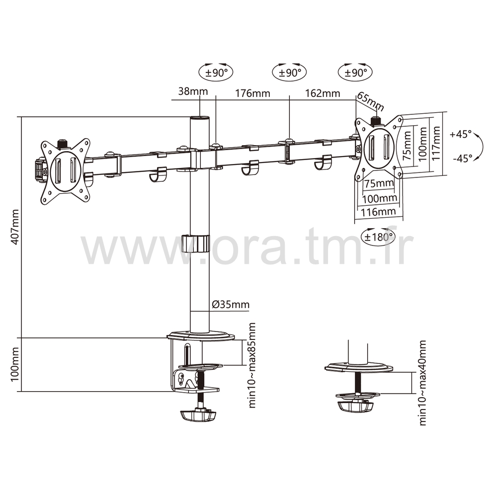 STFTM - ACCESSOIRES DE BUREAU - SUPPORT PORTE ECRAN LCD