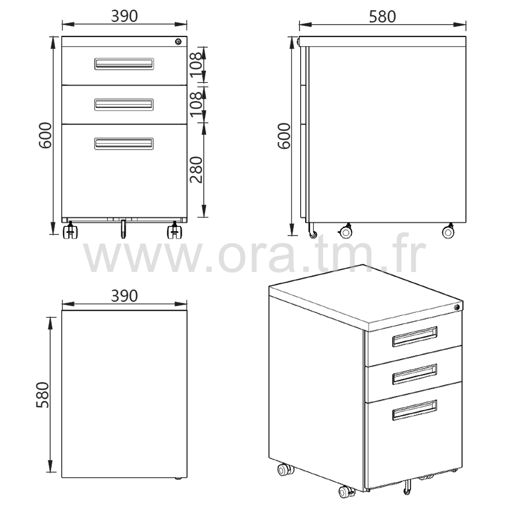 TIRMOB - ELEMENT DE RANGEMENT - CAISSON ACIER