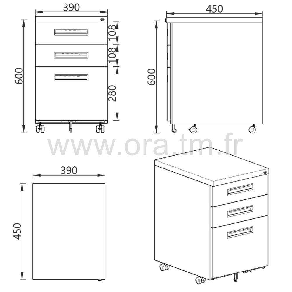 TIRMOB - ELEMENT DE RANGEMENT - CAISSON ACIER