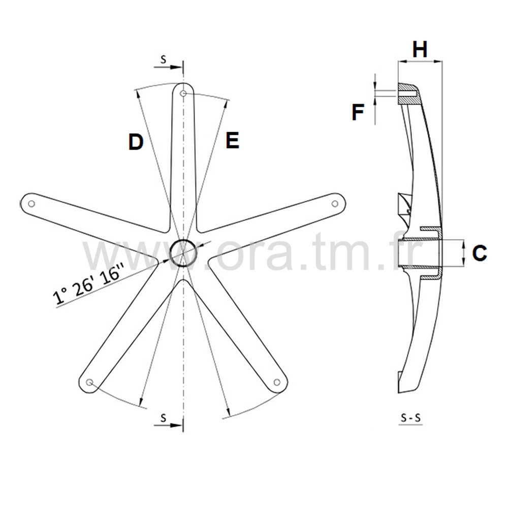 MILER - PIETEMENT - BASE 5 BRANCHES POLYAMIDE