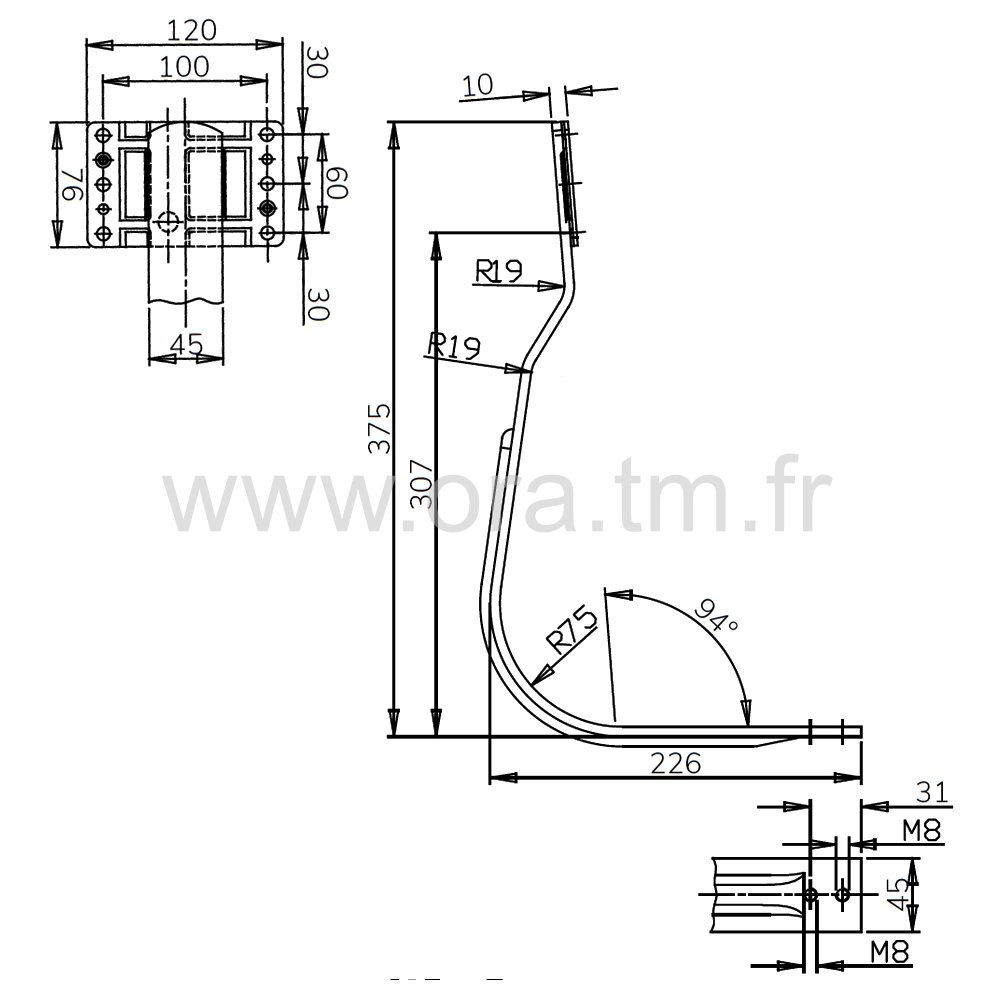SDLR - LIAISON ASSISE DOSSIER - LAME RECTANGLE 45X6