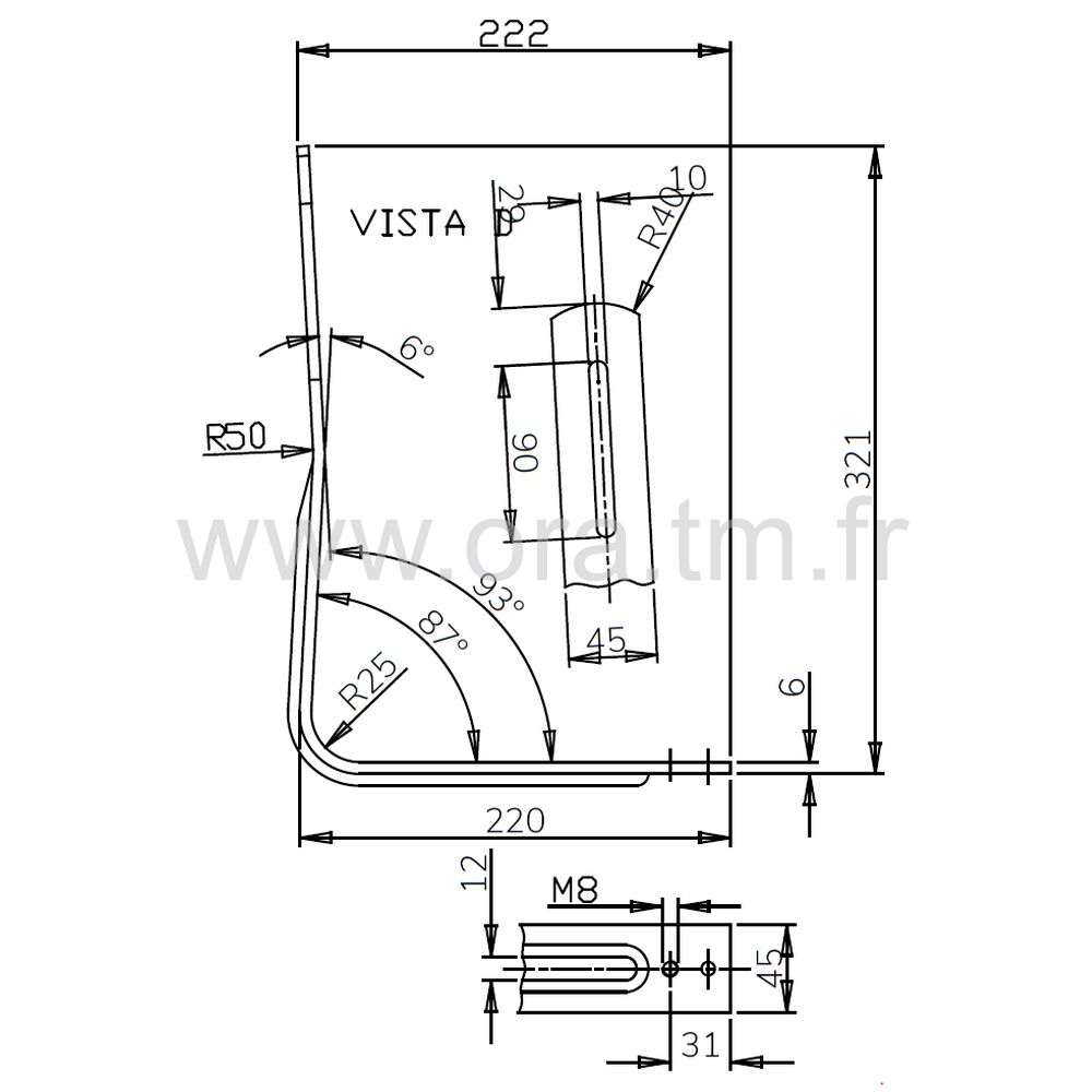 SDLR - LIAISON ASSISE DOSSIER - LAME RECTANGLE 45X6