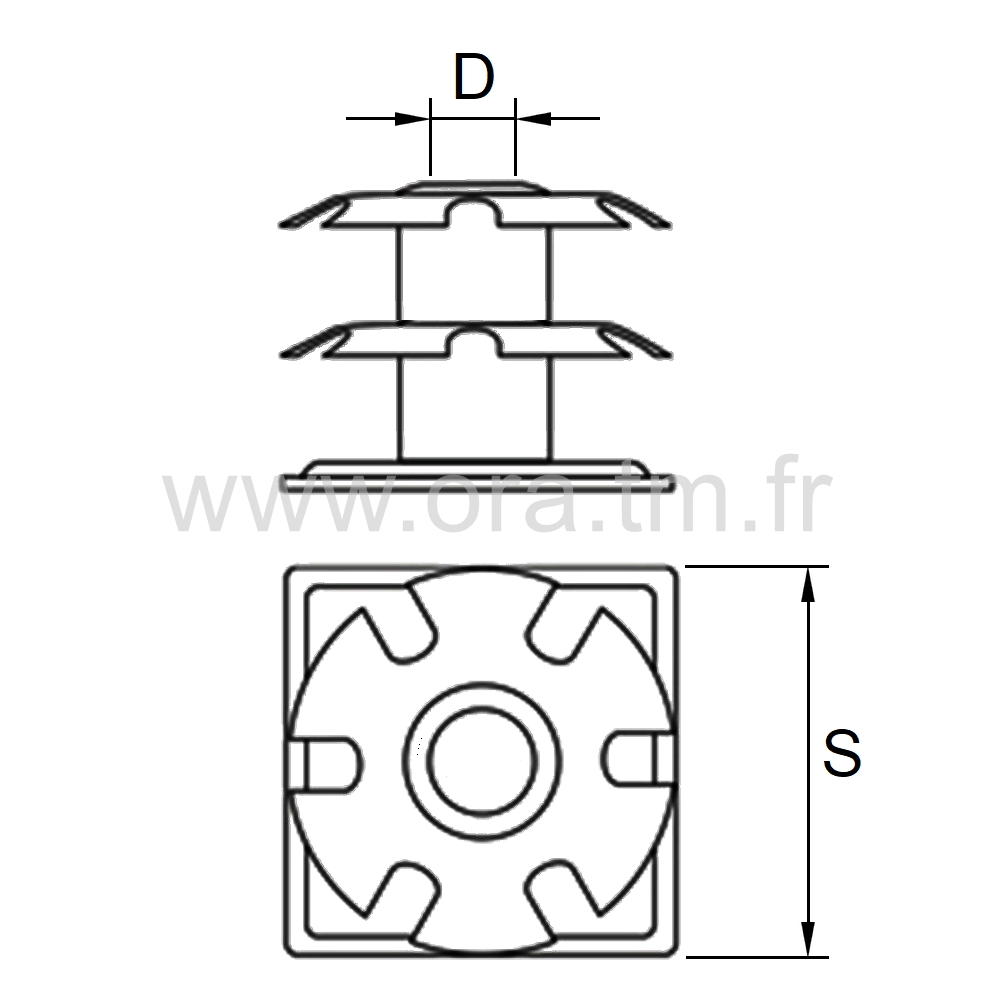 IFC2D - INSERTION PRISE CLIPS - APPUI CARRE 2 CLIPS RONDS