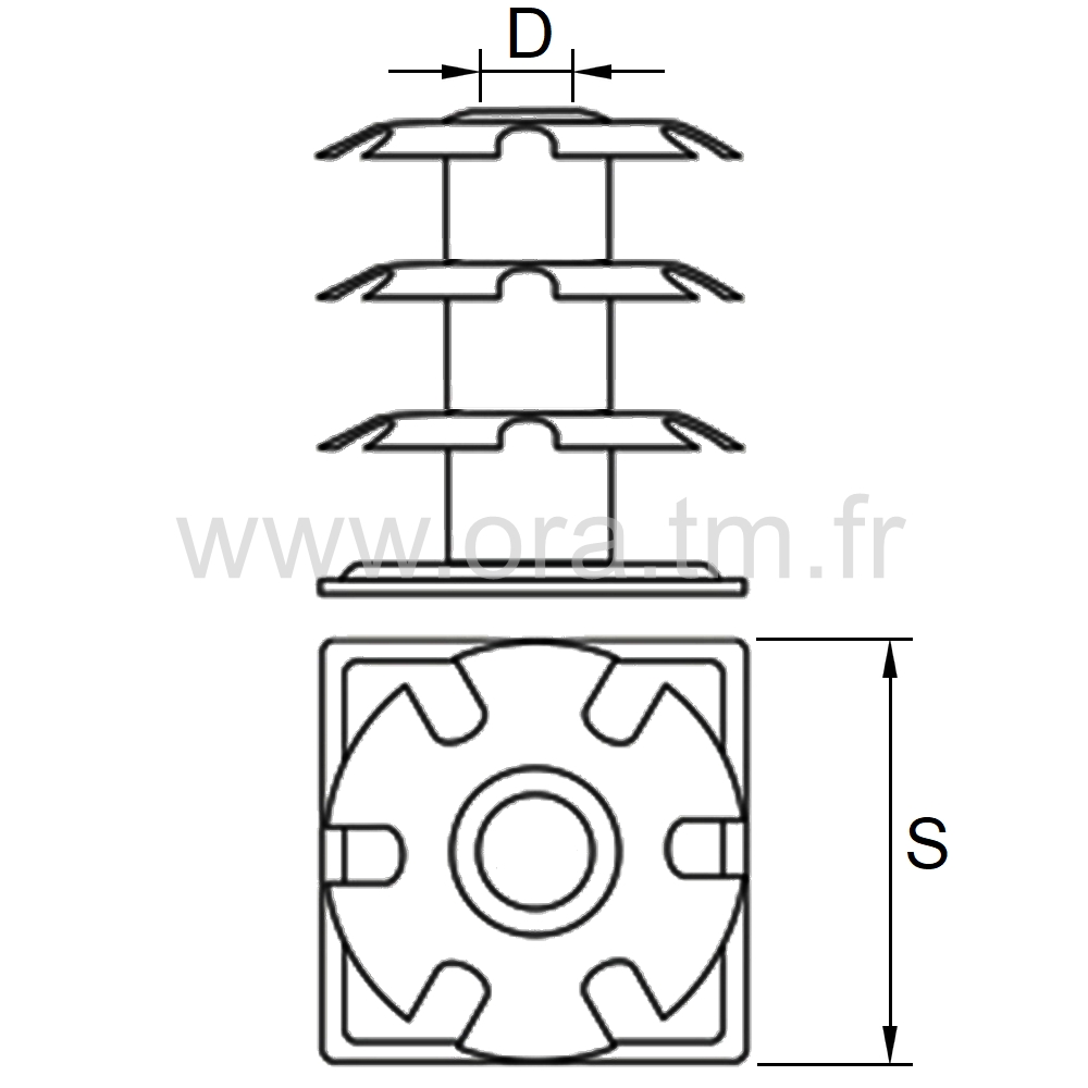 IFC3D - INSERTION PRISE CLIPS - APPUI CARRE 3 CLIPS RONDS