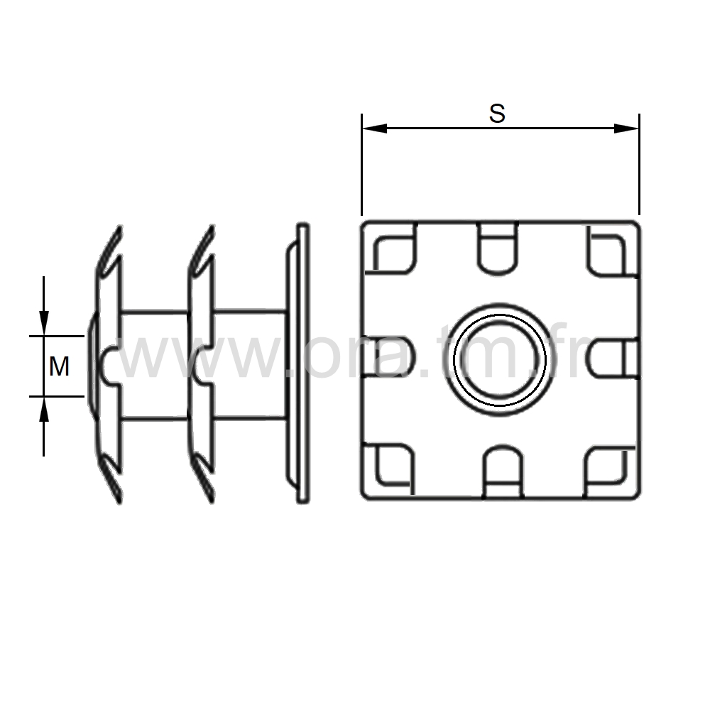 IGC2 - INSERTION PRISE CLIPS - APPUI CARRE 2 CLIPS CARRE